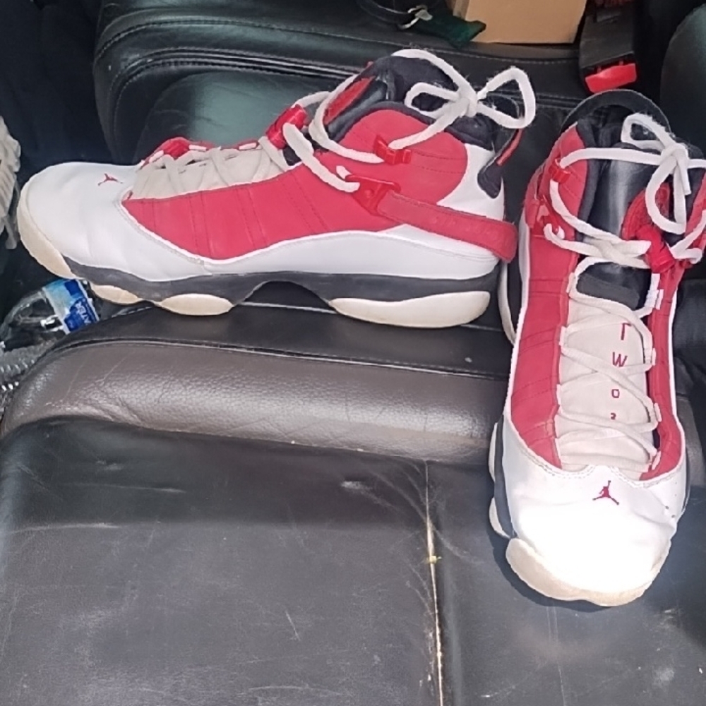 Jordan Athletic Red and White High-Top Sneakers
